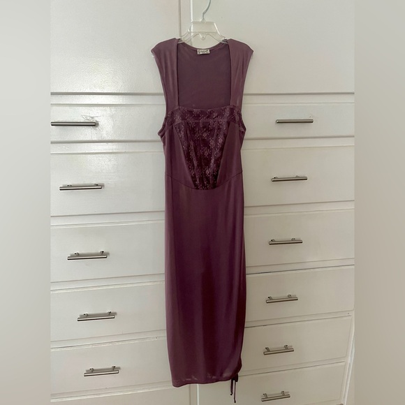 🆕 Free People corset mesh midi convertible dress in chocolate size X small - Picture 5 of 12